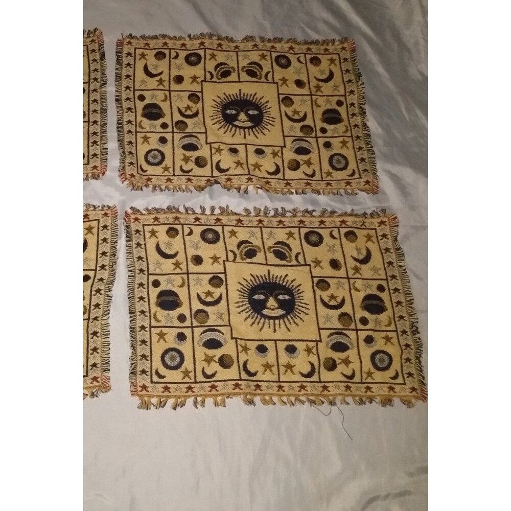 Set of 2 fringed stars moon planets 13 x 19 Placemats